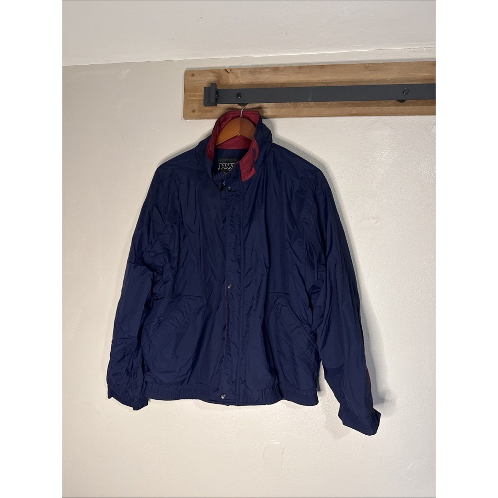 Vintage Jansport Jacket Lined Windbreaker Zip Up Long Sleeve Mens Size L Blue